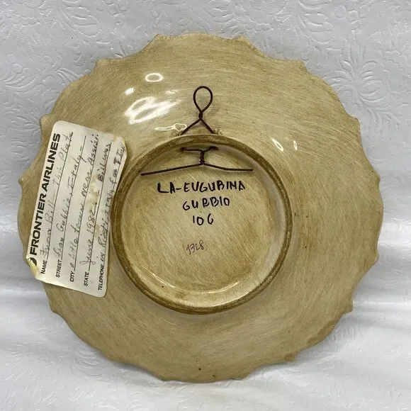 Gubbio Italy Hand Painted Signed Ceramic Plate